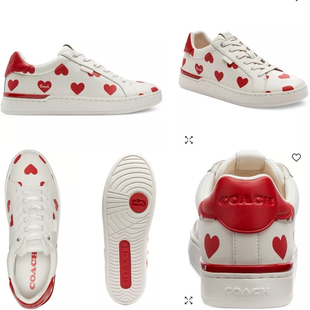 COACH Womens Lowline Signature heart Valentines Day Lace-Up Sneakers New Size 6